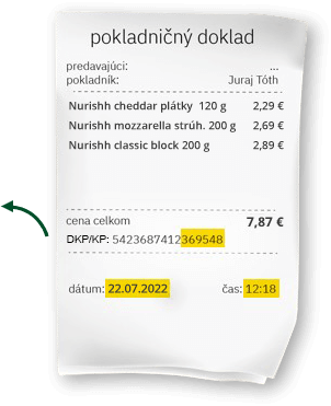 Príklad pokladničného dokladu